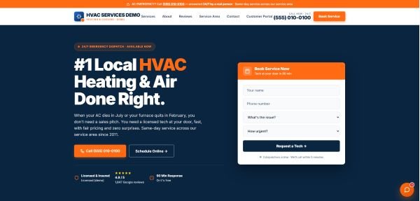 HVAC services demo site preview